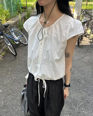 Puff Shirring Dot Blouse