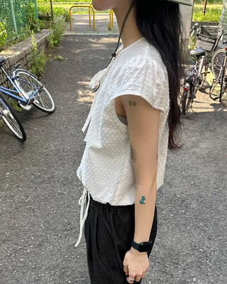 Puff Shirring Dot Blouse