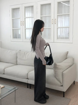 Pleated denim pants