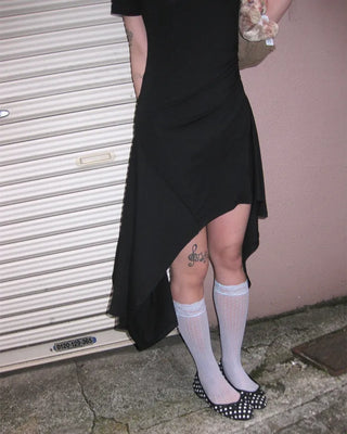 Waist Gathered Asymmetrical T-Shirt Dress