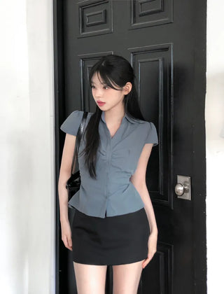 [Includes inner shorts] Slim slacks mini skirt