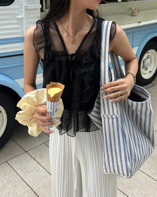 Chiffon frill sleeveless bustier