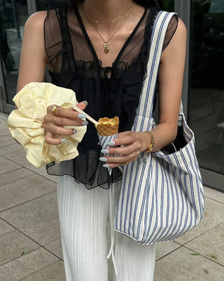 Chiffon frill sleeveless bustier