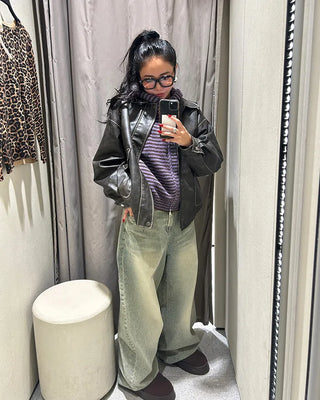 Super wide balloon green jeans