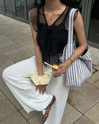 Chiffon frill sleeveless bustier