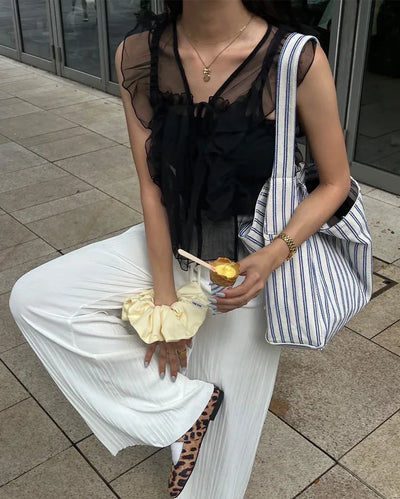 Chiffon frill sleeveless bustier