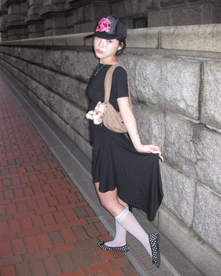 Waist Gathered Asymmetrical T-Shirt Dress