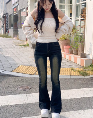 Washed bootcut pants