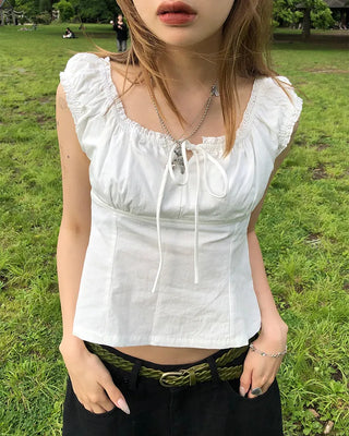 2-way robe décolleté cropped sleeveless top