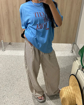 Wrinkle Wide Stripe Pants