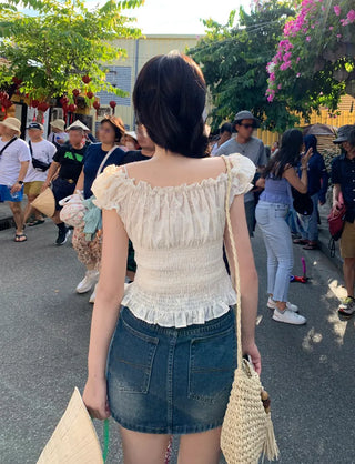 Eyelet Flower Frill Blouse