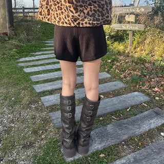 Knit shorts with elastic waistband
