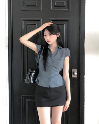 [Includes inner shorts] Slim slacks mini skirt
