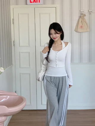 Halter neck sleeveless top & cardigan set