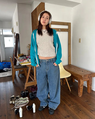 Waffle Mini Flower Slim Long Sleeve Cut and Sew