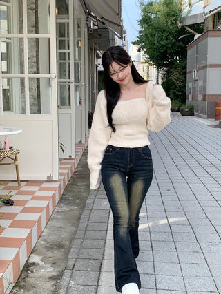 Washed bootcut pants