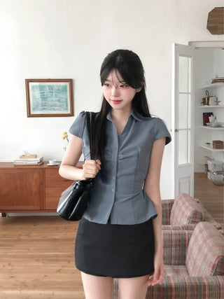 [Includes inner shorts] Slim slacks mini skirt