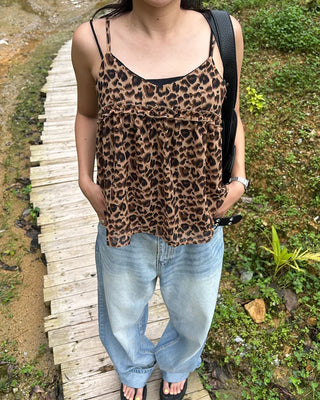 Patterned chiffon peplum camisole