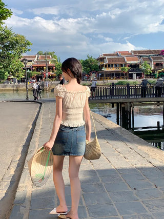 Eyelet Flower Frill Blouse