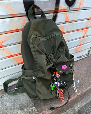 Drawstring Point Multi-Pocket Backpack