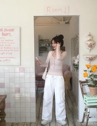 Halter neck sleeveless top & cardigan set