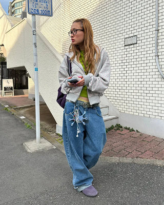 Mini Flower Double Zip Sweatshirt Hoodie
