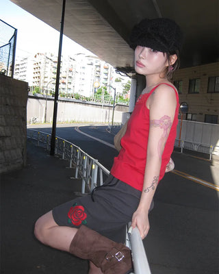 Rose Stitch Gauze Skirt