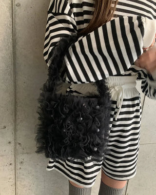 Organza Gathered Pearl Tote Bag