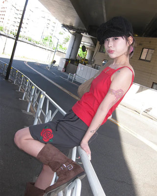 Rose Stitch Gauze Skirt