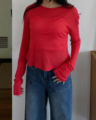 Round neck wool ribbed cut and sew