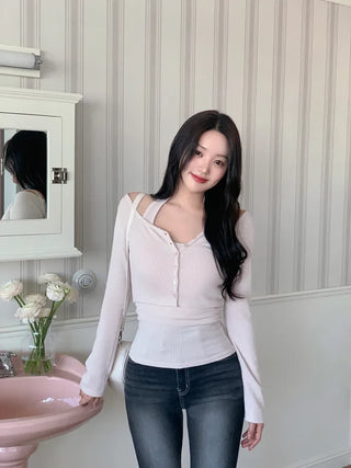 Halter neck sleeveless top & cardigan set