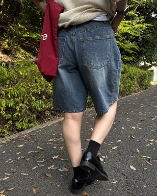Vintage Wash Bermuda Denim Pants