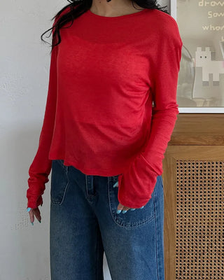 Round neck wool ribbed cut and sew