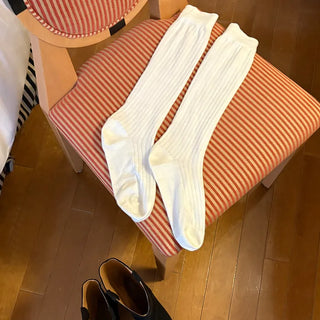 See-through ribbed long socks