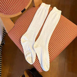 See-through ribbed long socks