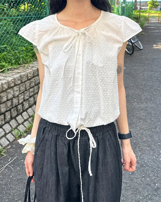 Puff Shirring Dot Blouse