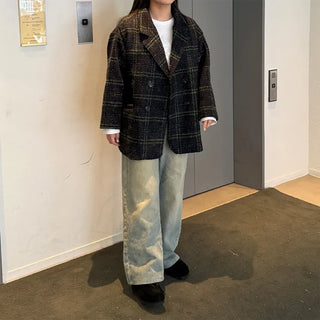 Vintage check double-breasted jacket