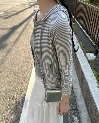 Striped Slim Hooded Parka