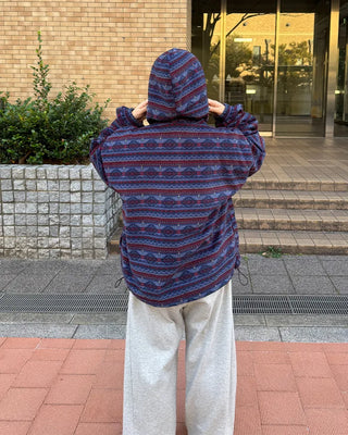 (Unisex) Ethnic Fleece Hooded Jacket with Drawstring