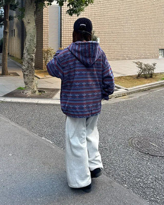 (Unisex) Ethnic Fleece Hooded Jacket with Drawstring