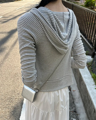 Striped Slim Hooded Parka