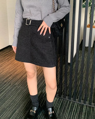 Belted mini skirt