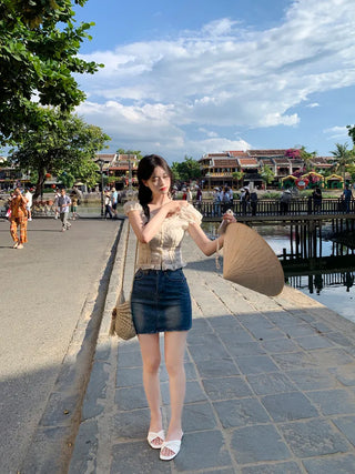 Eyelet Flower Frill Blouse