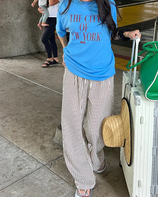 Wrinkle Wide Stripe Pants