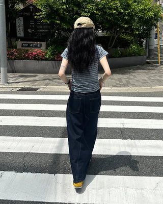 Multi-striped short-sleeved T-shirt