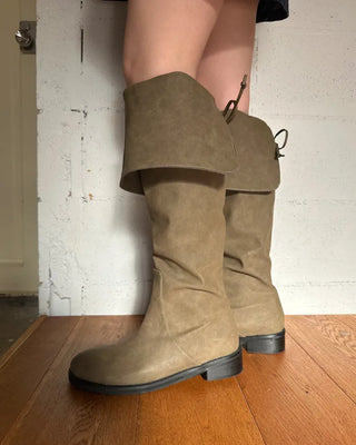 2-Way Wrap Knee-High Leather Boots