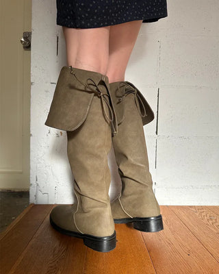 2-Way Wrap Knee-High Leather Boots