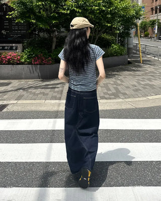 Multi-striped short-sleeved T-shirt