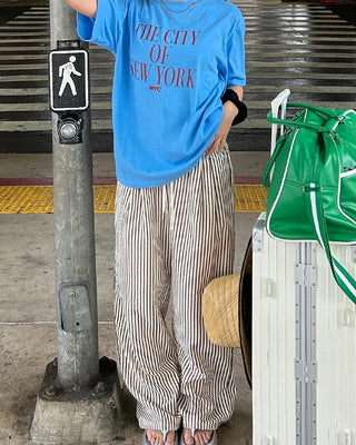 Wrinkle Wide Stripe Pants