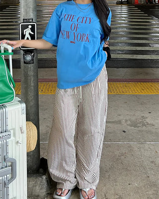 Wrinkle Wide Stripe Pants